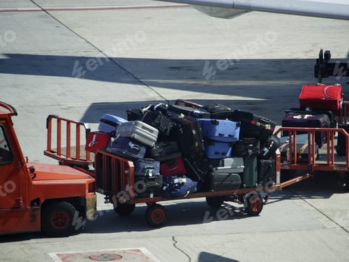 Preview: Baggage Carts On Airport Tarmac, Tenerife, Canary Islands, Spain