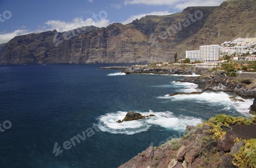 Preview: Los Gigantes Cliffs And Resort Along Water, Tenerife, Canary Islands, Spain