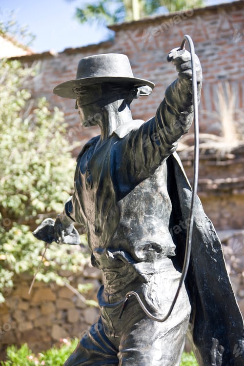Preview: Statue Of Zorro In Hotel Posada Del Hidalgo, El Fuerte, Mexico