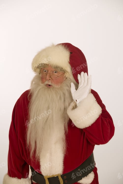 Preview: Studio Shot Of Santa Claus With Hand Up To Ear