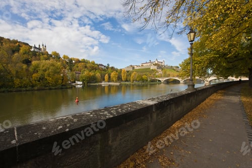 Preview: View Over Main River To Fortress Marienberg, Wuerzburg, Bavaria, Germany