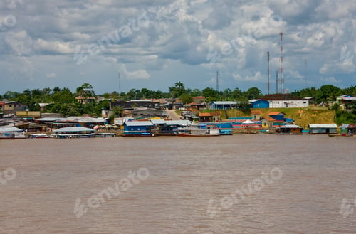 Preview: View Over Amazon River To Landing Piers In Leticia, Amazon River, Department Of Amazonas, Columbia