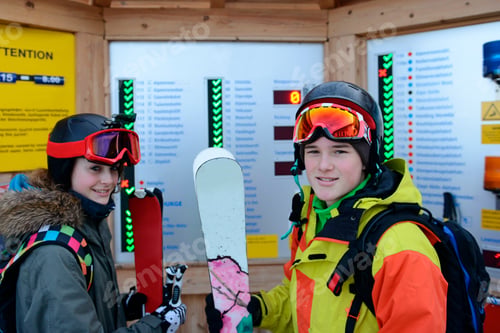 Preview: Portrait Of Teenagers On Skiing Holiday, Tirol, Austria, Europe