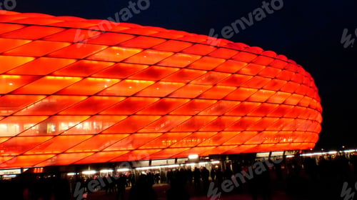 Preview: Soccer Stadium Lit Up At Night, Allianz Arena, Munich, Bavaria, Germany