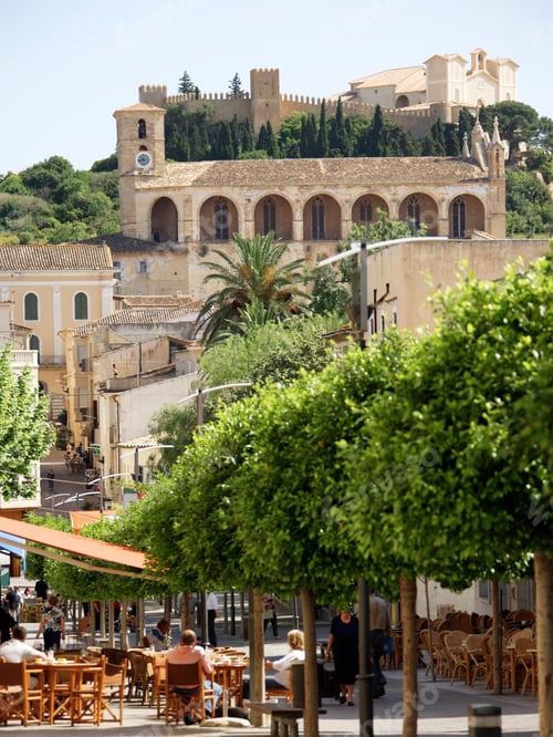 Preview: Street In Arta With View To Fortress Santuari De San Salvador, Mallorca, Spain