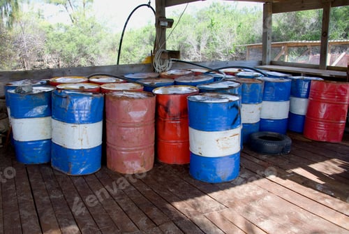Preview: Oil Drums At Ranger Station, Aldabra Atoll, Seychelles