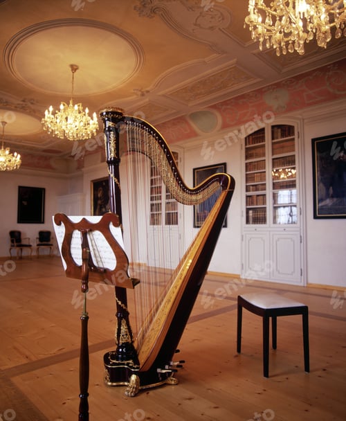 Preview: Harp And Music Stand, Monastery Andechs, Bavaria, Germany