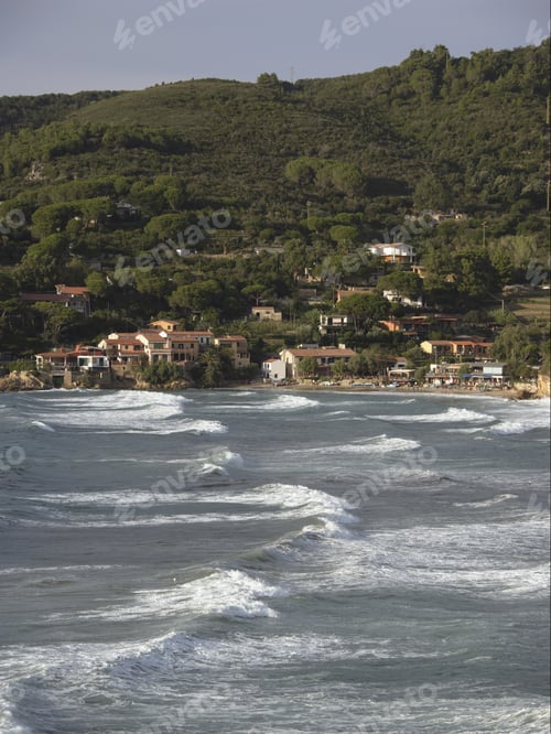 Preview: Waves From Storm In The Bay Of Biodola With View To Scalieri, Elba, Tuscany, Italy