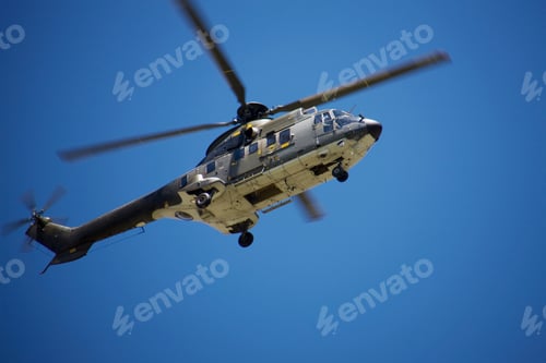 Preview: Helicopter In Blue Sky, Eurocopter As 532 Cougar, Switzerland