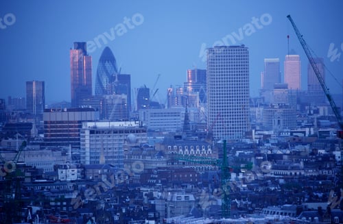Preview: Financial District At Night, London, Great Britain