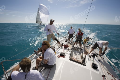 Preview: High Angle View Of Group On Sailboat In Key West, Florida, Usa