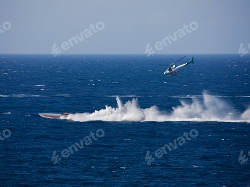Preview: Powerboat And Helicopter, Mediterranean Sea, Malta