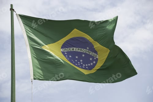 Preview: Flag Of Brazil Under Blue Sky, Brazil