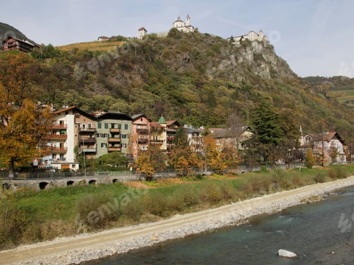 Preview: Residential Houses And Saeben Abbey, Klausen, Trentino-South Tyrol, Italy