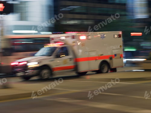 Preview: Blurred Motion Shot Of Ambulance, Chicago, Illinois, United States