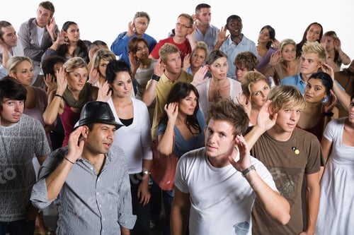Preview: Diverse Group Of People Standing Together And Cupping Ears
