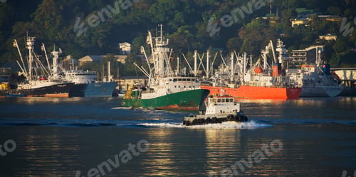 Preview: Ships In The Harbor Of Victoria, Mahe Island, Seychelles