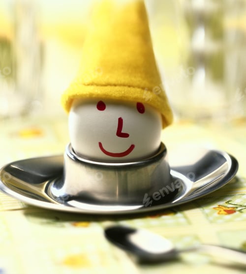 Preview: Boiled Egg In Cup With Felt Cap On It