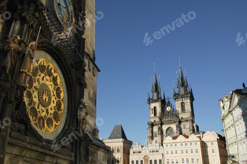Preview: View Of Church And Clock In Prague