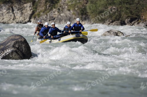 Preview: Group Of People Whitewater Rafting