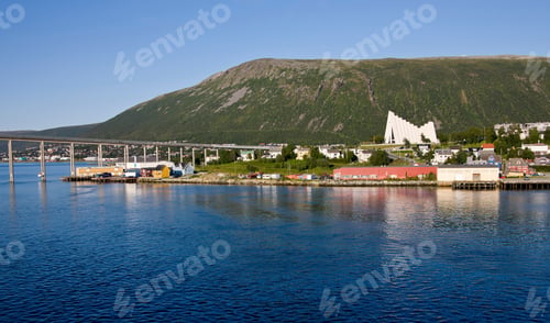Preview: View To The The Tromso Bridge And The Arctic Cathedral, Tromso, Troms, Norway