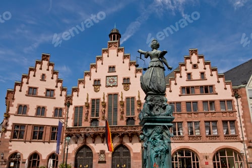 Preview: The Fountain Of Justice In Front Of The Roemer, Roemerberg, Frankfurt, Hesse, Germany