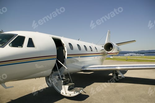Preview: Airplane With Stairs Down On Tarmac