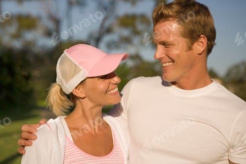 Preview: Couple Smiling At Each Other Outdoors