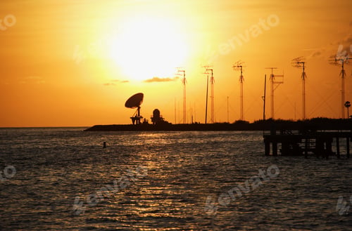Preview: Dock And Radar Station At Sunset, Key West, Florida, United States