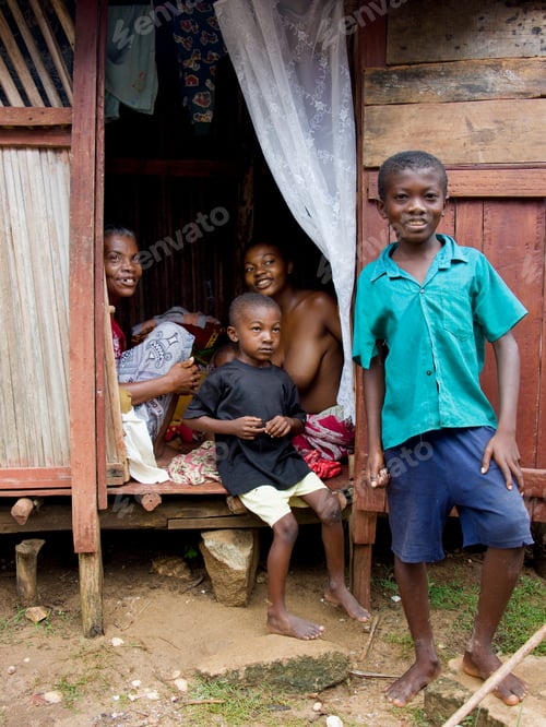 Preview: Family In Hut At Nosy Komba, Madagascar
