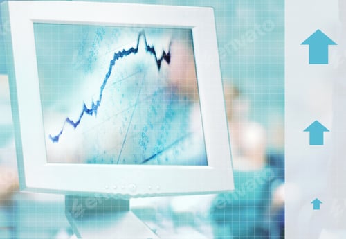 Preview: Computer With A Graph On The Monitor And Arrows Pointing Up