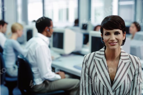 Preview: Woman In Foreground Of Call Centre