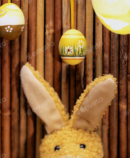 Preview: Stuffed Easter Bunny And Hanging Egg Decorations
