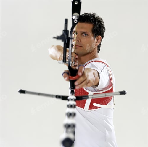 Preview: Male Archer Aiming, Front View