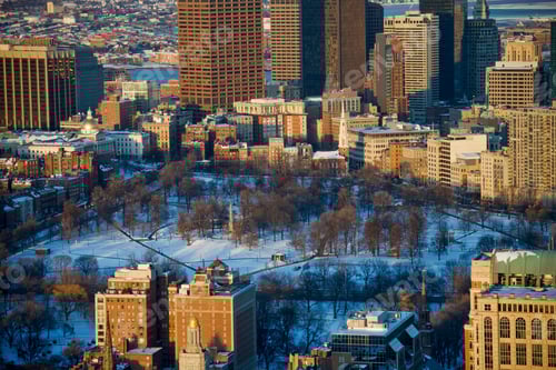 Preview: View From Prudential Skywalk Observatory Over Boston Common In The Snow, Boston, Massachusetts, Usa