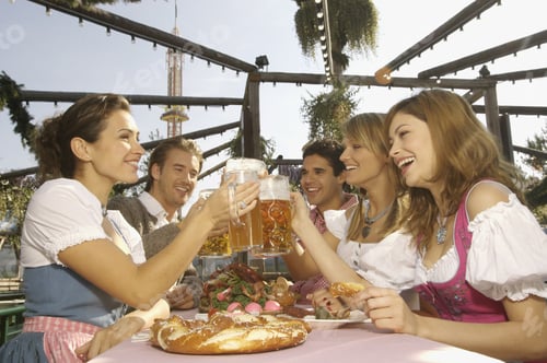 Preview: People Enjoying Beer At Festival In Munich