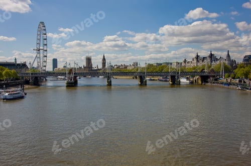 Preview: River Thames And Golden Jubilee Bridge, London, Uk