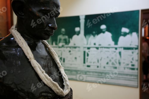Preview: The Bust Of Mahatma Gandhi, Mani Bhavan Gandhi Museum, Mumbai, Maharashtra, India, South Asia