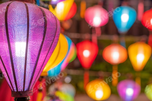 Preview: A Festival Decorated With Many Colorful Paper Lanterns