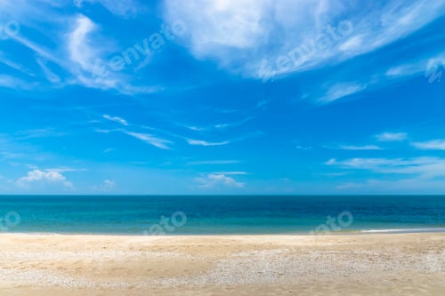 Preview: Beautiful Sky And Sea With White Clouds On The Beach.