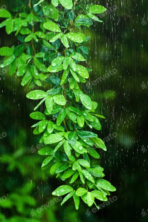 Preview: Manila Tamarind Leaves In The Rain Season. (Pithecellobium Dulce Tree)