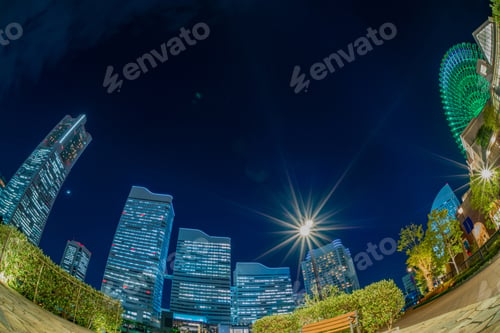 Preview: A Night View Of Yokohama Minato Mirai Seen Through A Fisheye Lens