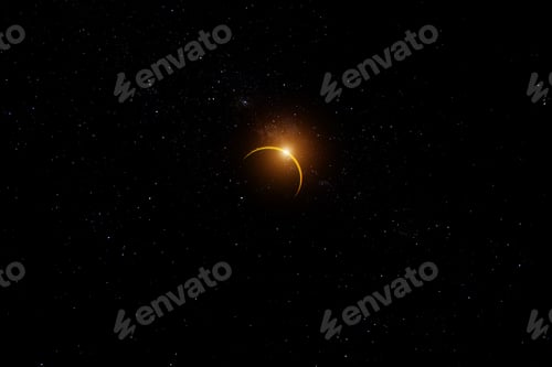 Preview: Solar Eclipse With Star In The Dark Sky.