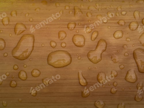 Preview: Macro Image, Close Up Water On The Wooden Bark.