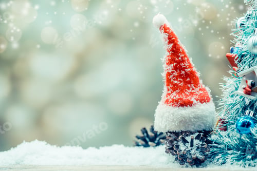 Preview: Merry Christmas And Happy New Year, Winter Season With Snow And Decoration. Copy Space For Text On