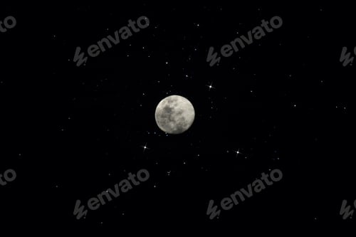Preview: The Moon In The Dark Night With Star Dust.