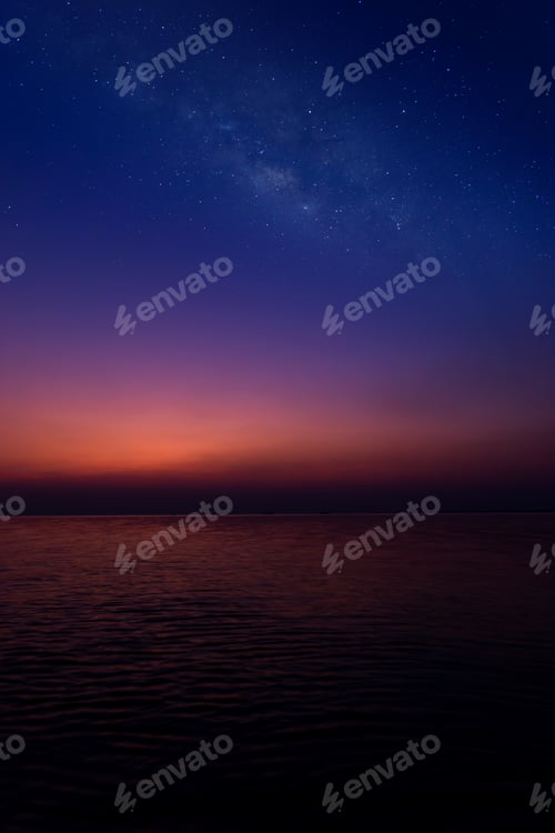 Preview: Twilight Sky At The Lake With Milky Way And Star