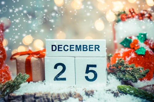 Visualização: 25 de dezembro, Natal com neve e Papai Noel no inverno