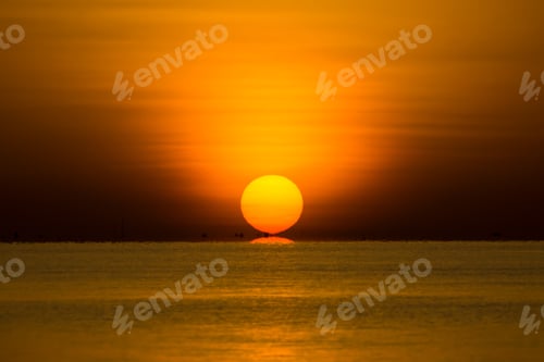 Preview: Big Sunrise In Golden Hour At The Lake.