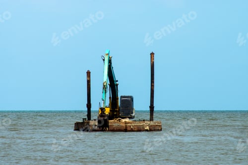Preview: Machines Are Dredging Sand In The Sea. For Use In Industry.